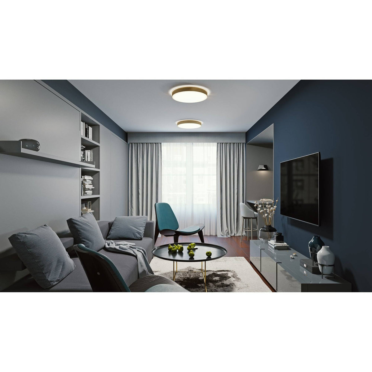 12 in. 2-Light Satin Brass LED Flush Mount L37197