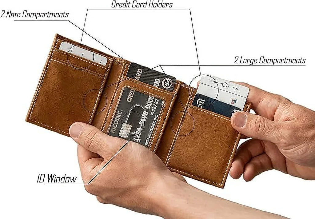Brown Trifold Wallet with Clear ID Window Y873515