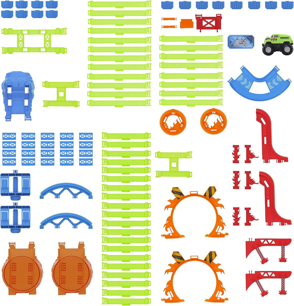 46 Pcs Glow in The Dark Race Car Track Set I215