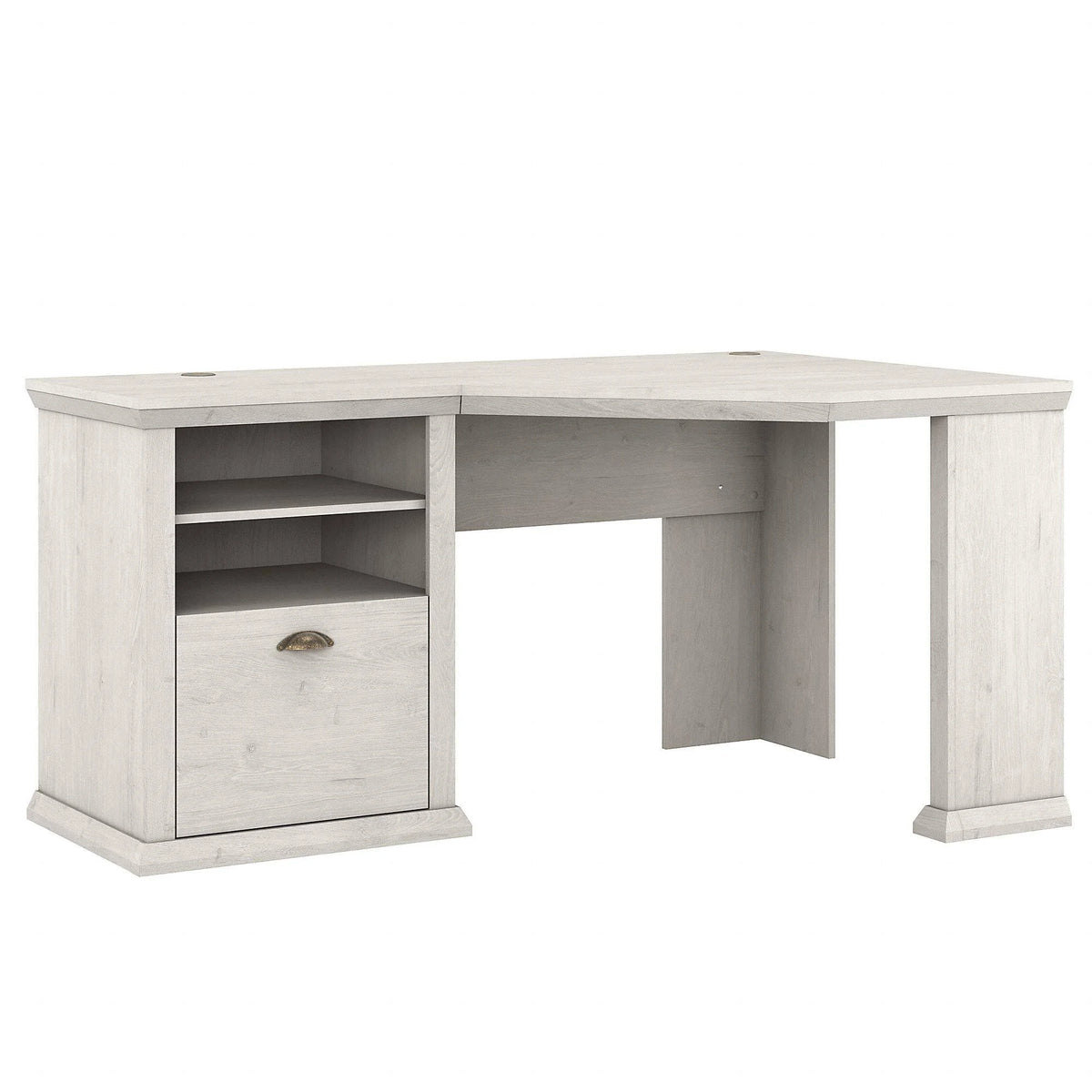 Linen White Oak Corner Desk with Storage O441527
