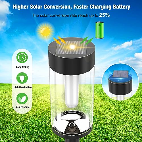 8 Packs Solar Torches with Flickering Flame Waterproof Transparent LED Solar Pathway Lights J729