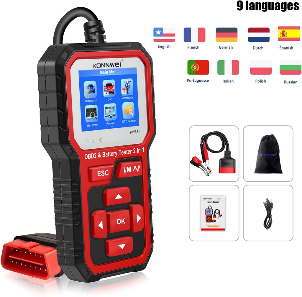 OBD2 Scanner Battery Load Tester 2 in 1 Automotive Diagnostic Scan Tool Pack of 2 R968