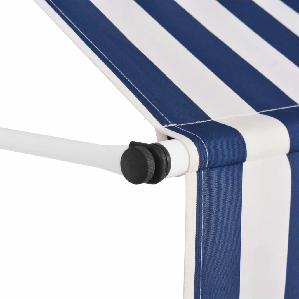 Manual Retractable Awning 39.4" Blue and White Stripes I476290
