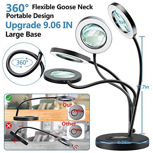 10X Magnifying Glass with Light and Stand, White U6932