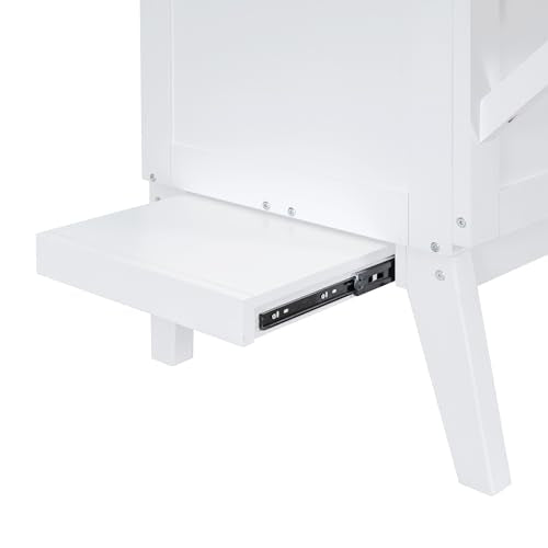 Full Size Murphy Bed with Desk, USB Port, and Shelves, White Wood Frame B741