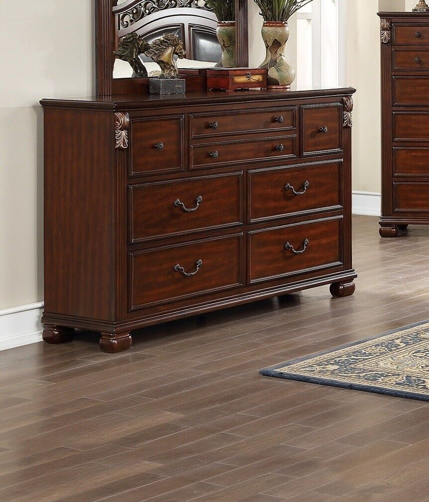 King Size 4p Bedroom Furniture Set Wooden Brown Q926674