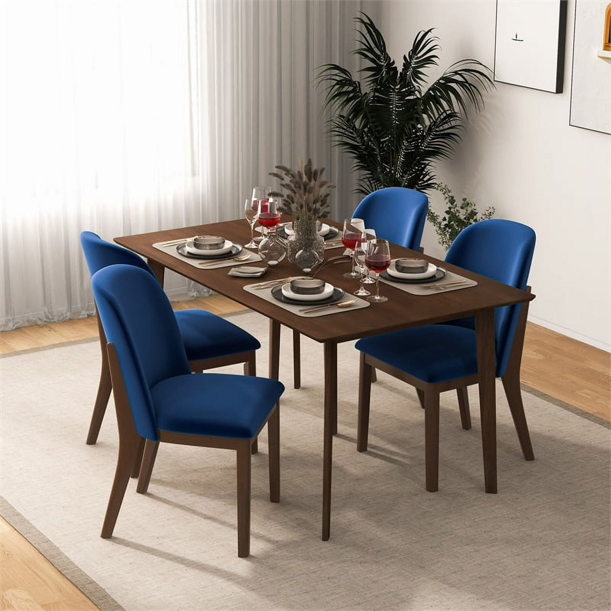 Velvet Dining Chair in Navy Blue (Set of 2) M9337
