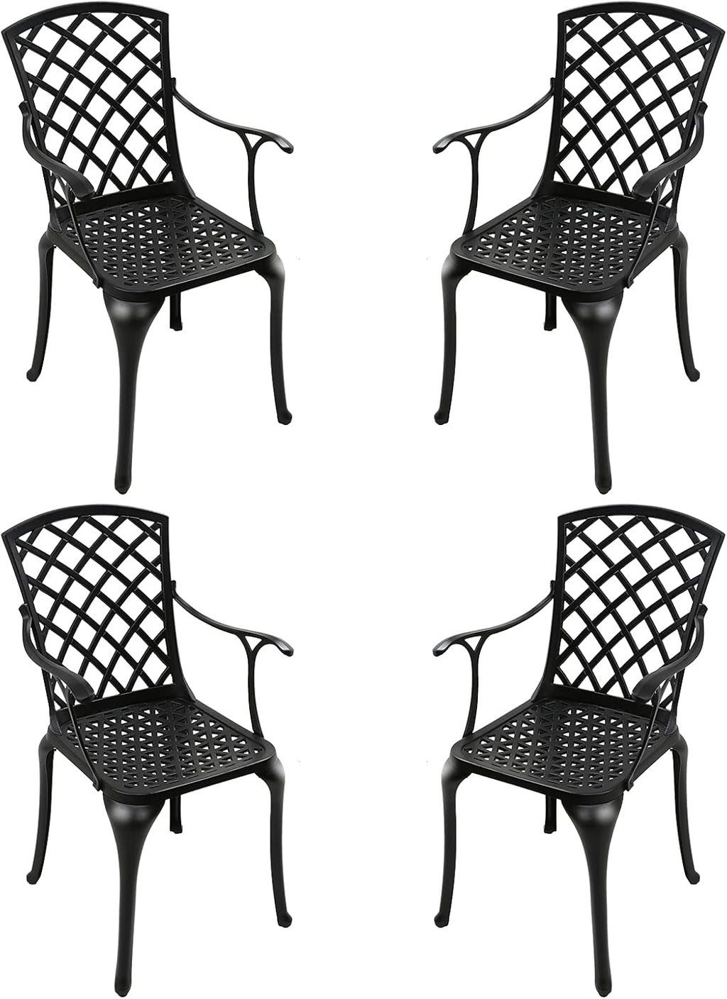 Black Set of 2 Cast Aluminum Outdoor Dining Chairs N608
