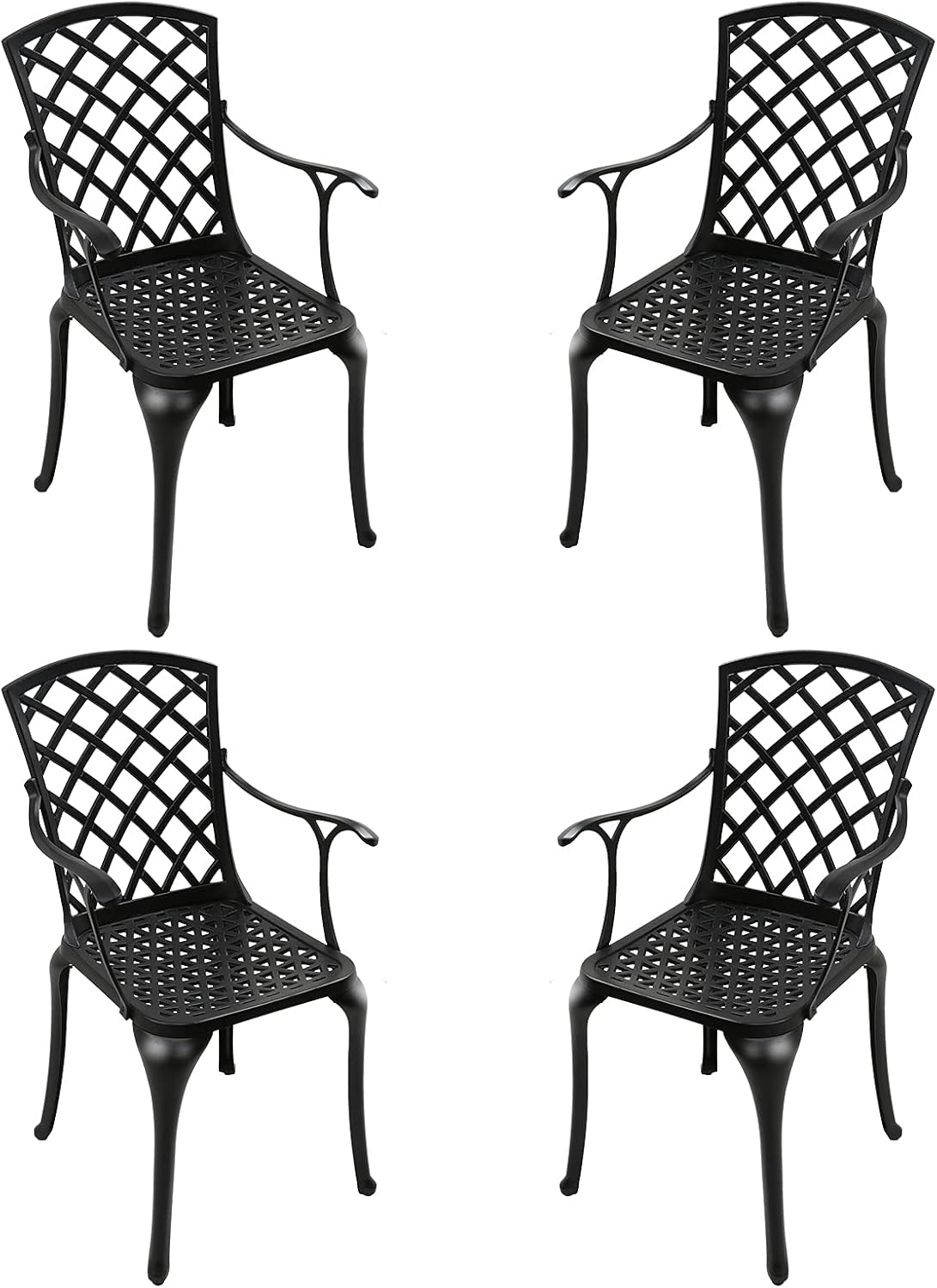 Black Set of 2 Cast Aluminum Outdoor Dining Chairs N608