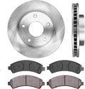 5 Lug Brake Disc Rotors and Ceramic Brake Pads with Clips E4109