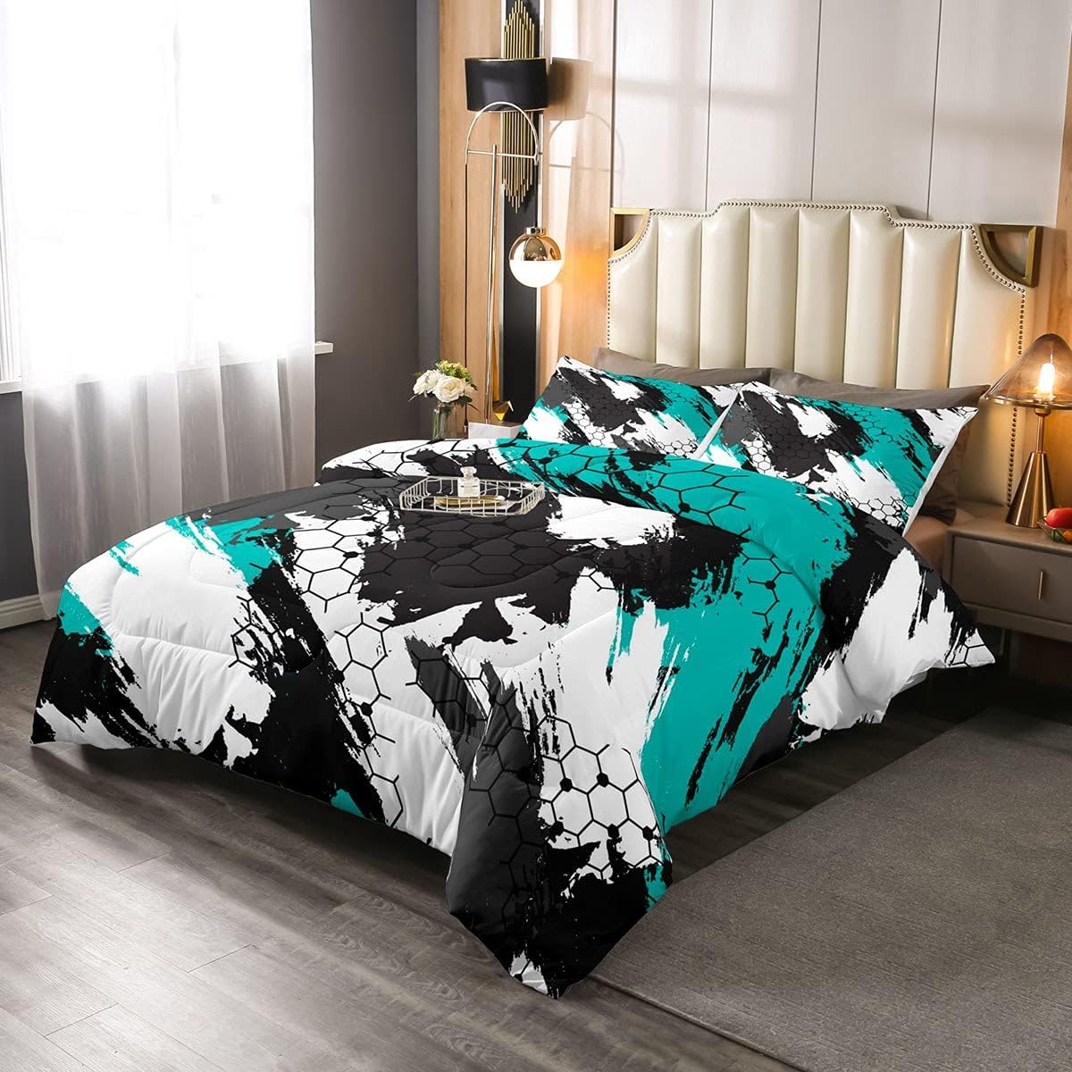 Purple Black Red Camouflage Comforter Set F3523