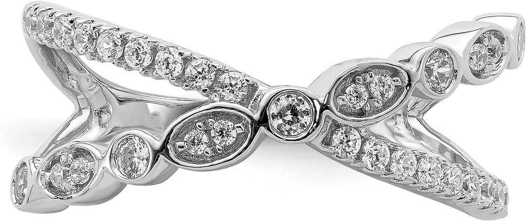 14k White Gold Criss Cross Diamond Ring L27164
