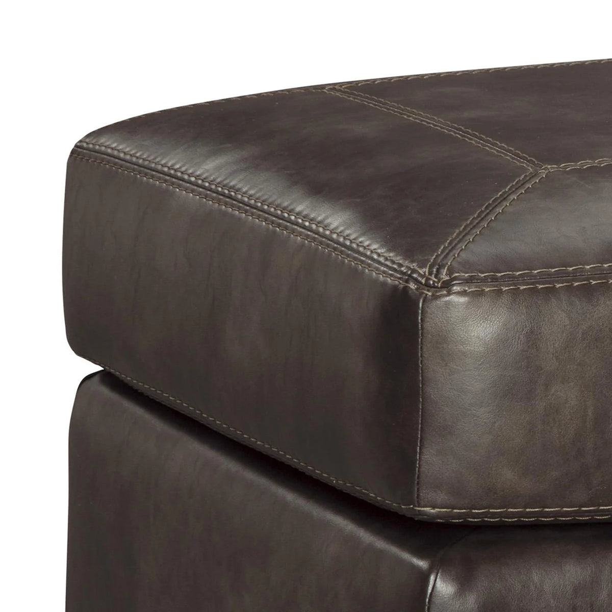 Brown Wooden Ottoman with Nailhead Trims and Bun Feet F9989