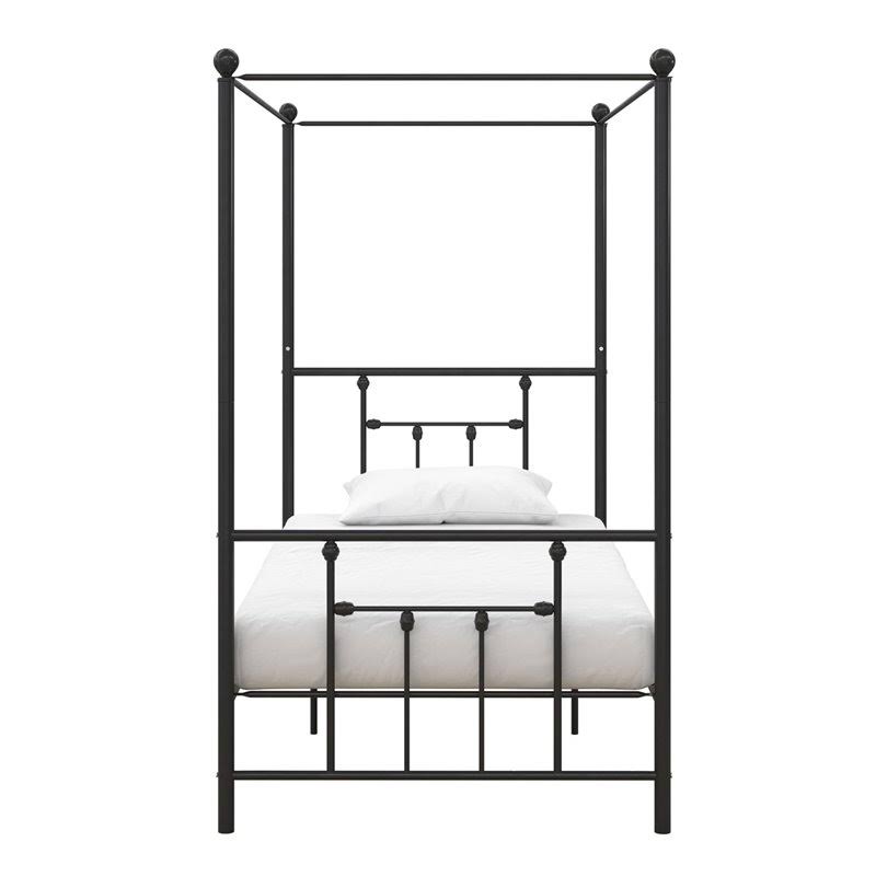 Twin Size Metal Canopy Bed Frame in Black U936