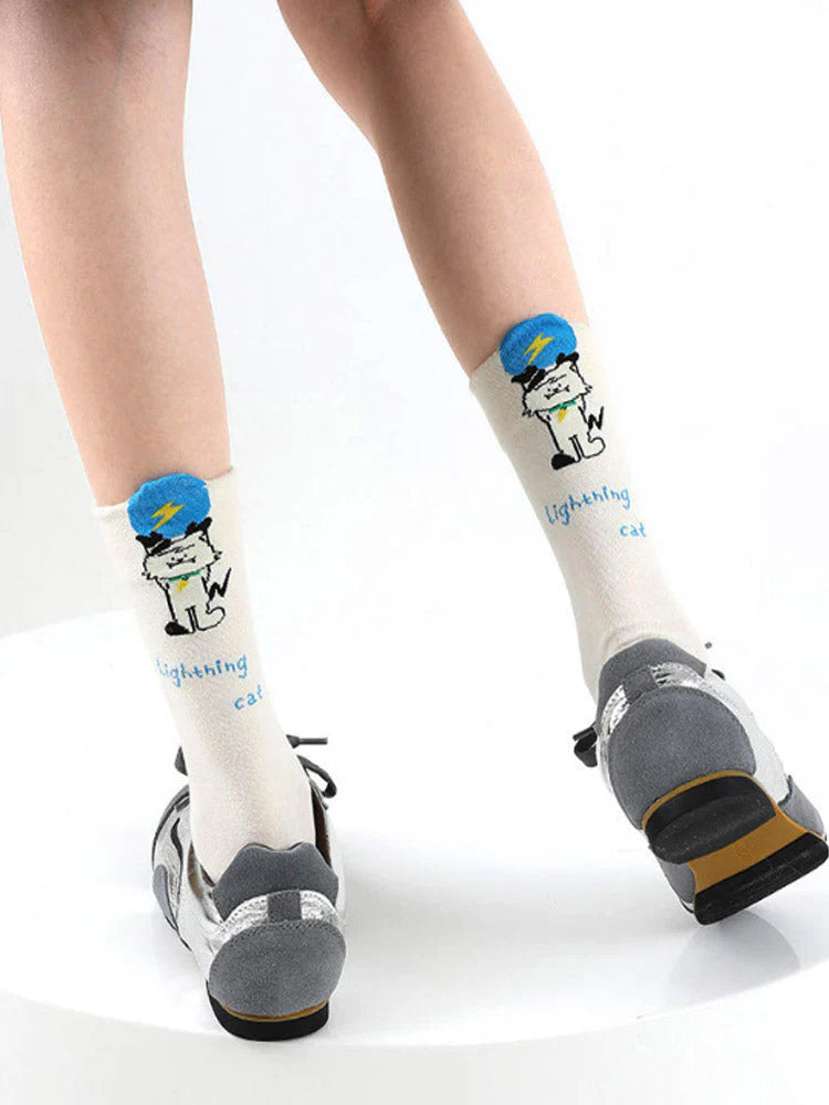 Cute Cartoon Kitty Mid-Calf Socks E8563