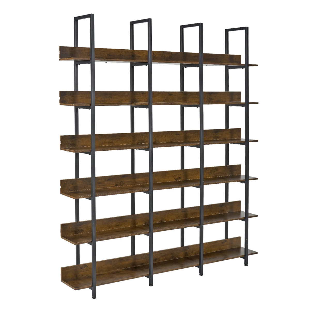 Vintage Brown 6 Tiers Large Open Shelves Bookcase B2029