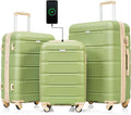 Set of 3 ABS Hard Shell Luggage with Spinner Wheels, Light Green I778174