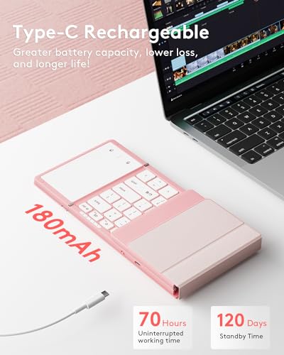 Foldable Bluetooth Keyboard with Touchpad, Black M777974