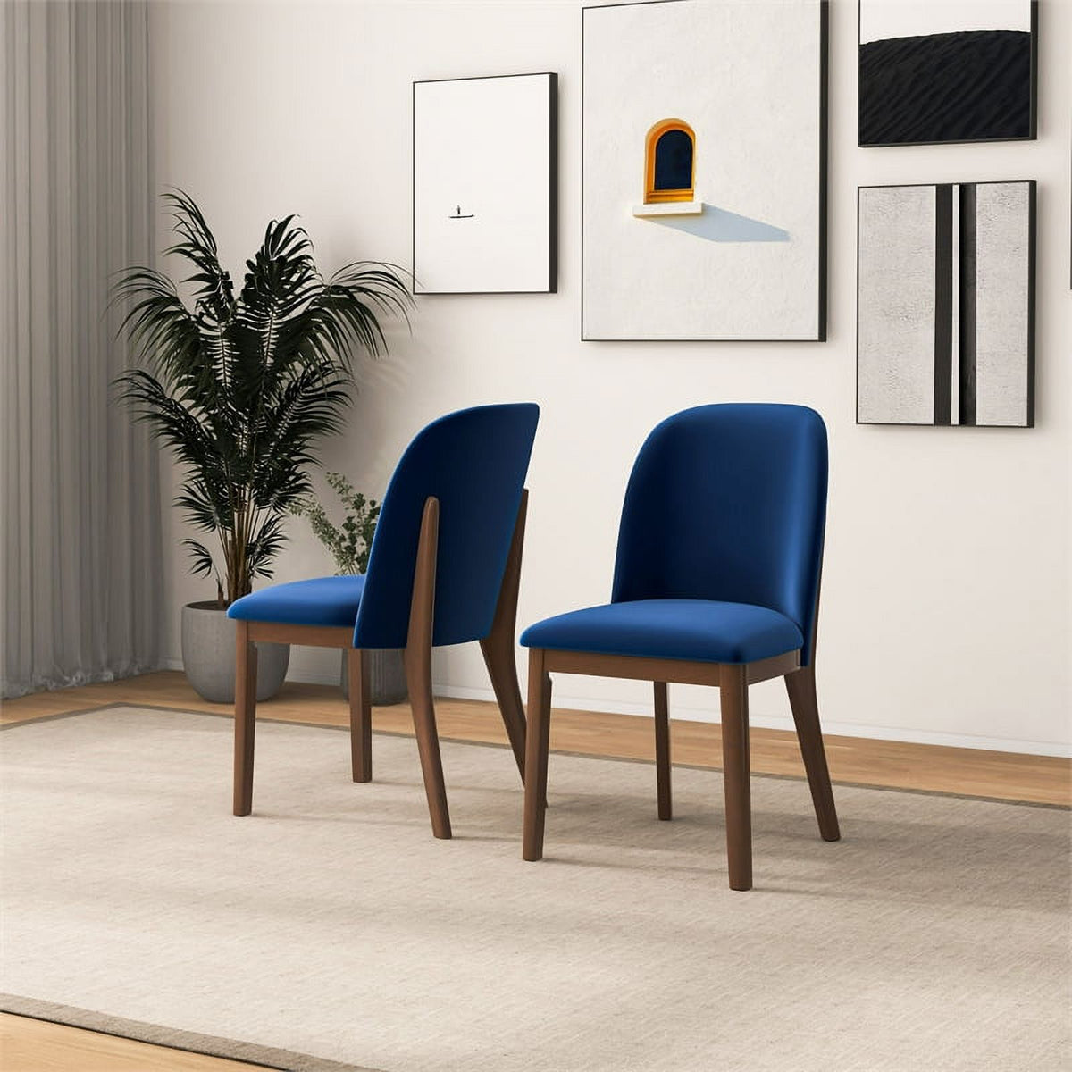 Velvet Dining Chair in Navy Blue (Set of 2) M9337
