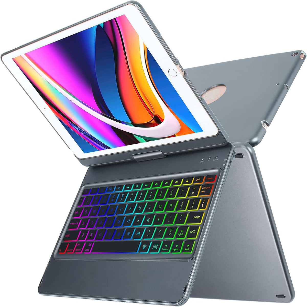 10 Color Backlit 360 Rotatable Keyboard Case V672258