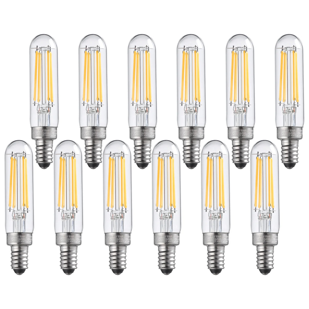 12Pack T6 LED Tubular Bulb 4.5W E12 Base Dimmable 2700K Soft White A775