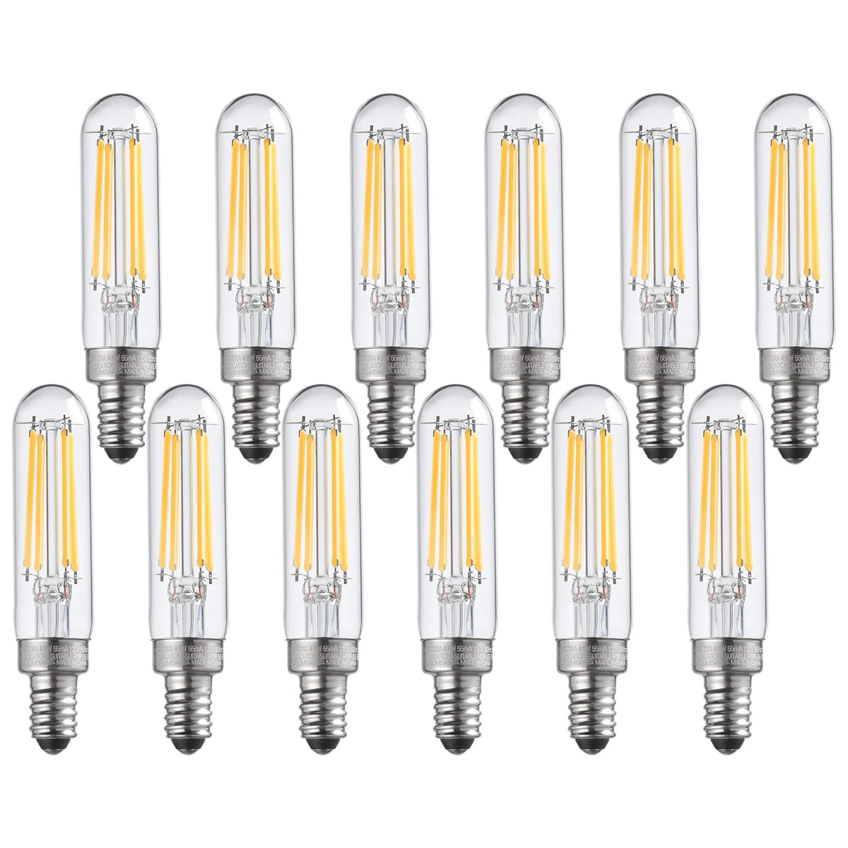 12Pack T6 LED Tubular Bulb 4.5W E12 Base Dimmable 2700K Soft White A775