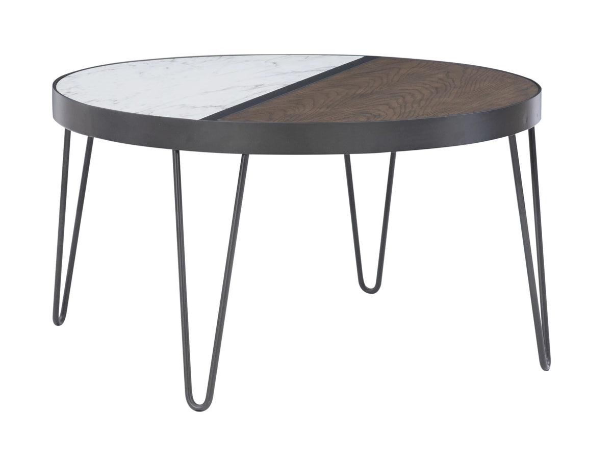 Round Mid-Century Coffee Table with Hairpin Legs, Walnut H531