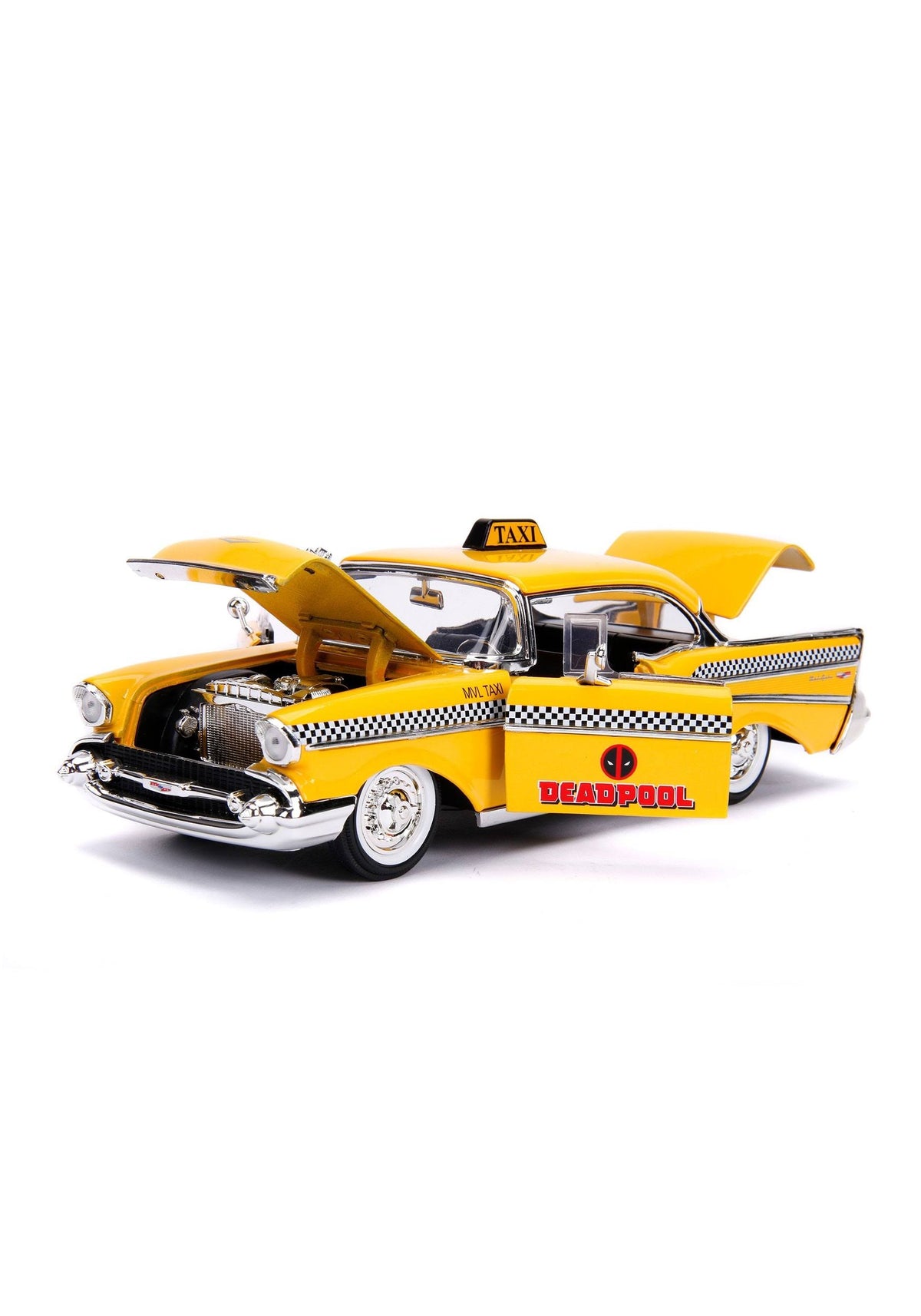 1957 Chevrolet Bel Air Taxi Yellow Diecast Figure N64068