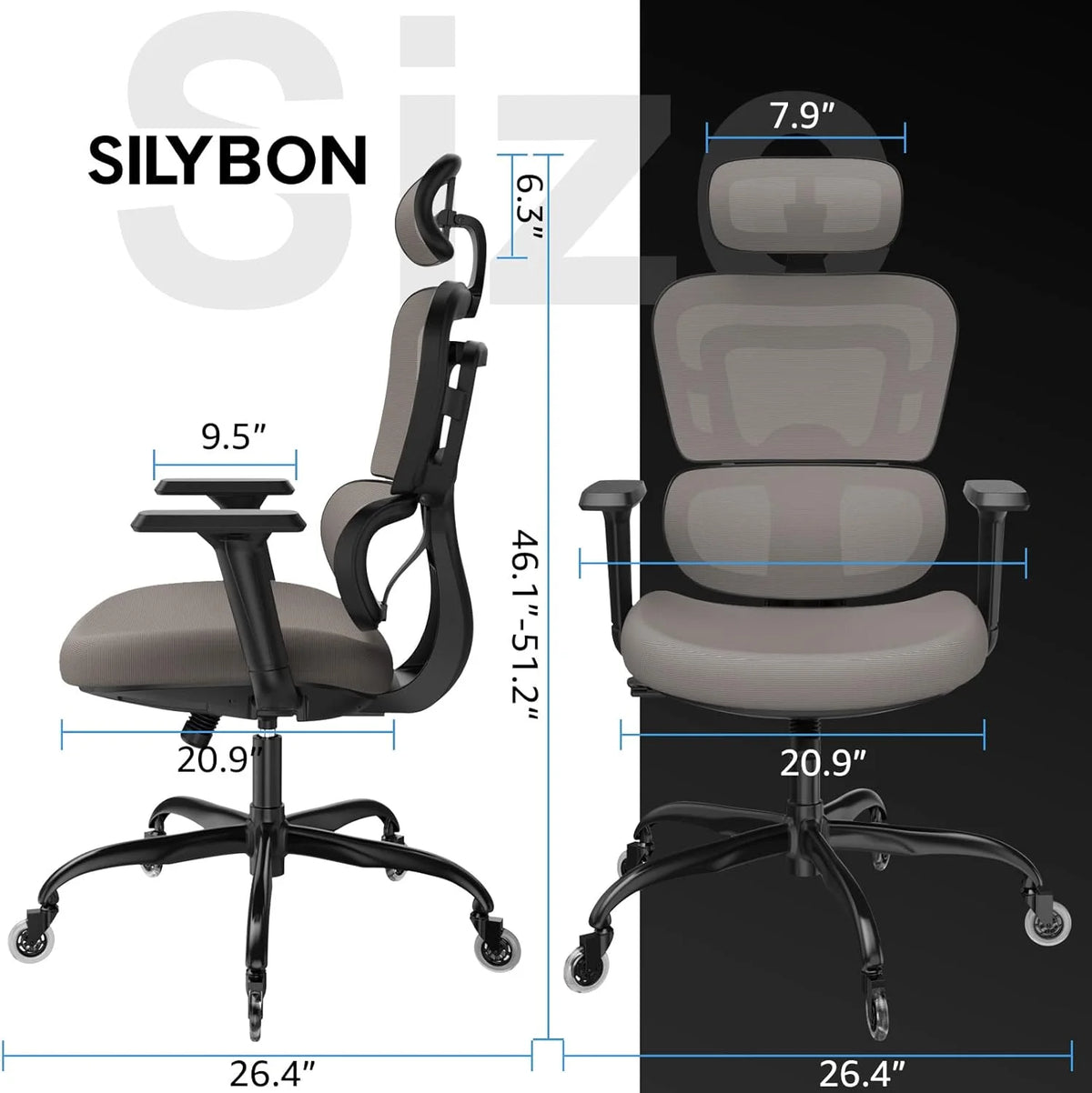 Ergonomic Mesh High Back Office Chair with Headrest C23357