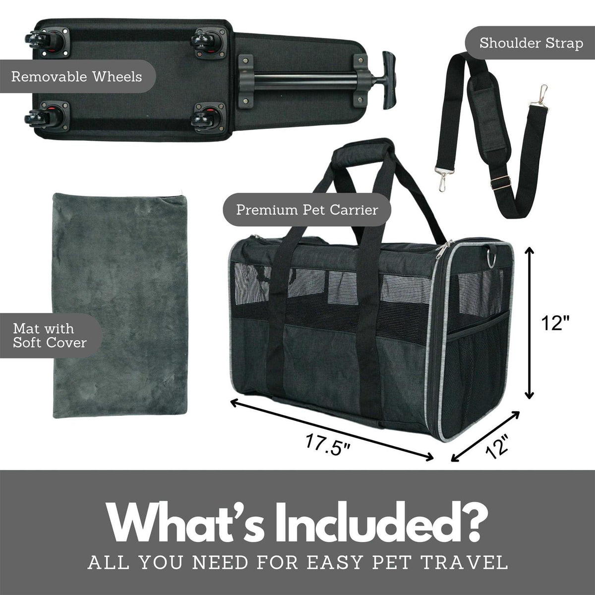 Rolling Pet Carrier with Wheels P885567