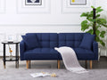 71.3 inch Futon Sofa Bed Convertible Sleeper Couch with 2 Pillows Navy Blue J175319