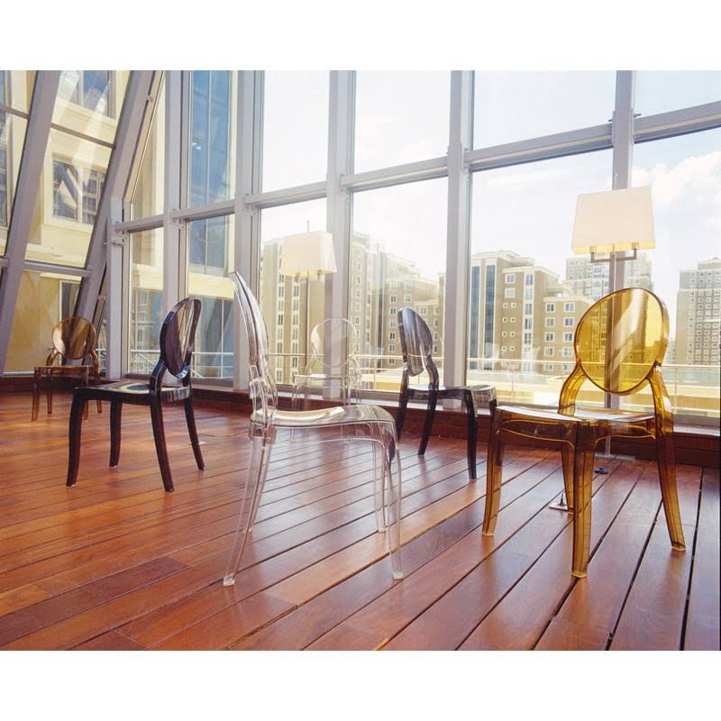 Transparent Pink Polycarbonate Dining Chair, Set of 2 L633609