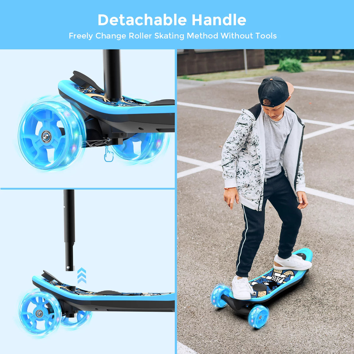 3 Wheel Electric Scooter with Flashing Wheels Q459561