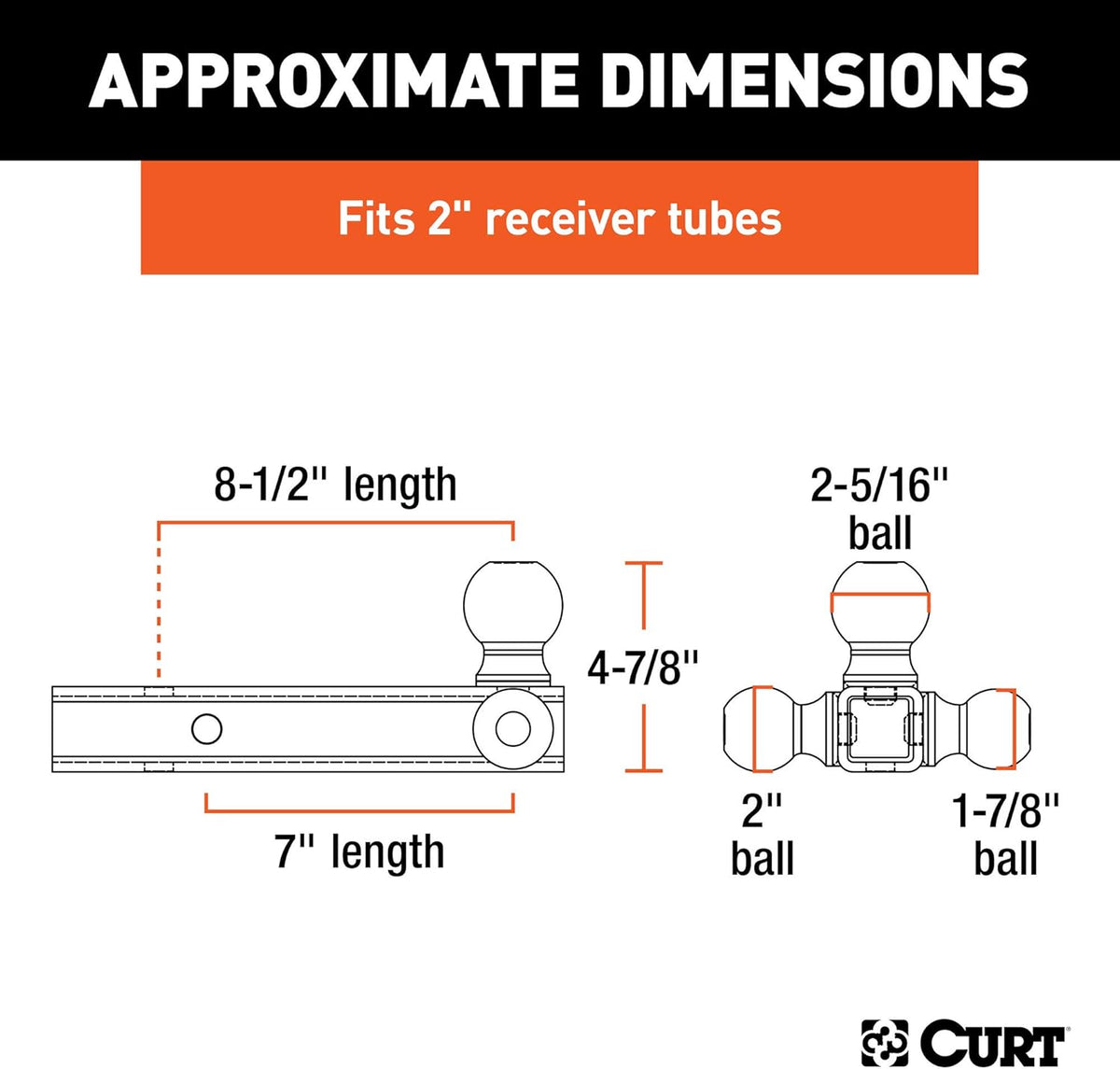 Multi-Ball Trailer Hitch Ball Mount, 2-Inch Receiver, 10,000 lbs, Pack of 2 F5659