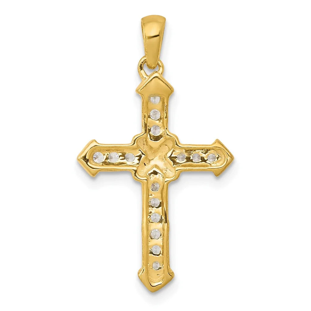 14K Yellow Gold Diamond Cross Pendant N14402
