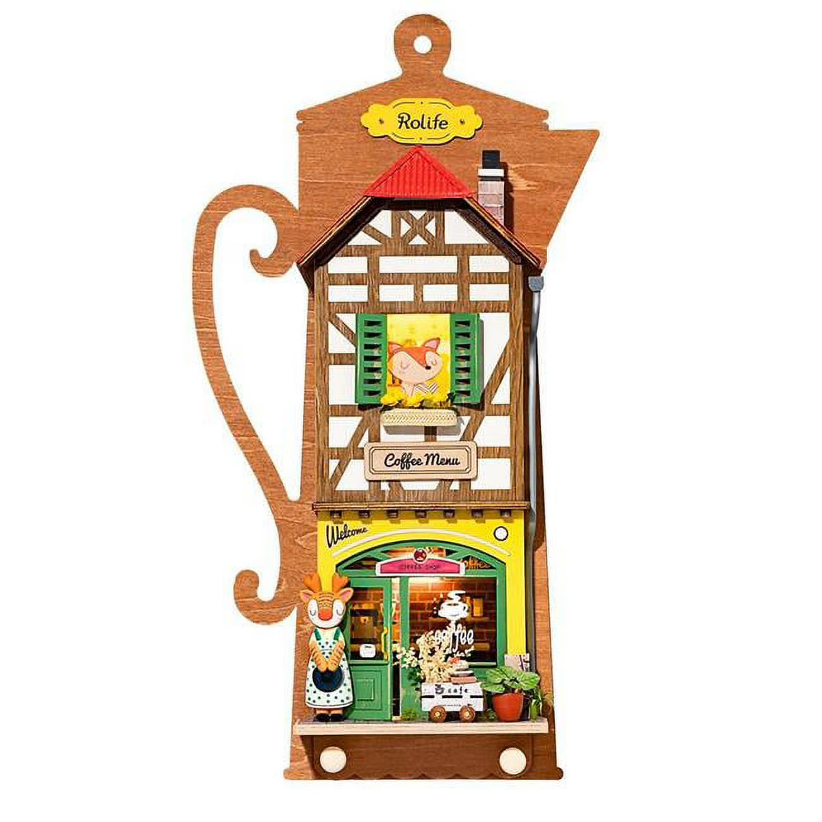 Wooden Wall Hanging Dollhouse Kit Puzzle DIY Decor E2891