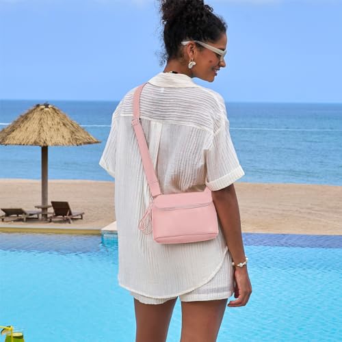 White Brown Vegan Leather Fanny Pack Crossbody Bag Y902