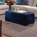 Brown and White Performance Stripe Rectangle Cocktail Ottoman X965