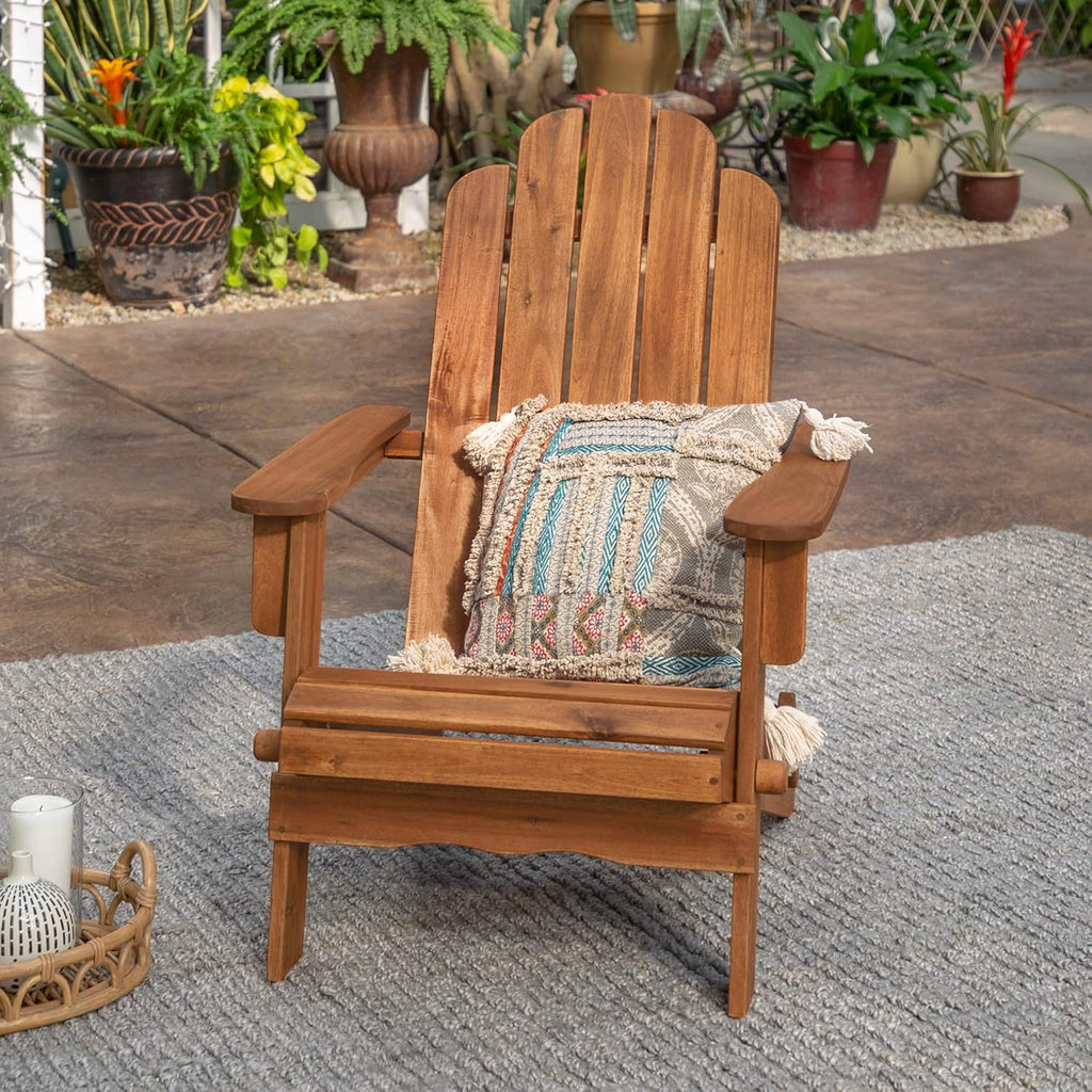 Solid Acacia Wood Outdoor Folding Adirondack Chair, Navy Blue Wash C944325