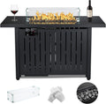 43 Inch 50,000 BTU Propane Gas Fire Pit Table with Glass Wind Guard O90496