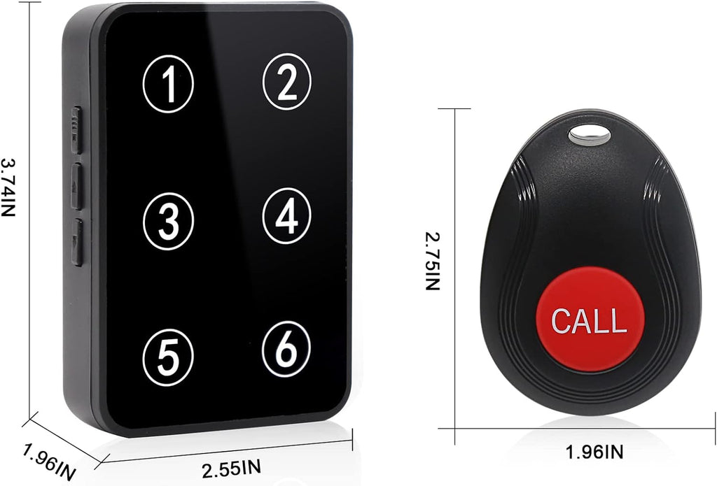 Wireless Caregiver Pager with 3 Number Display Plug-in Receiver 6 Waterproof Transmitters Q1546