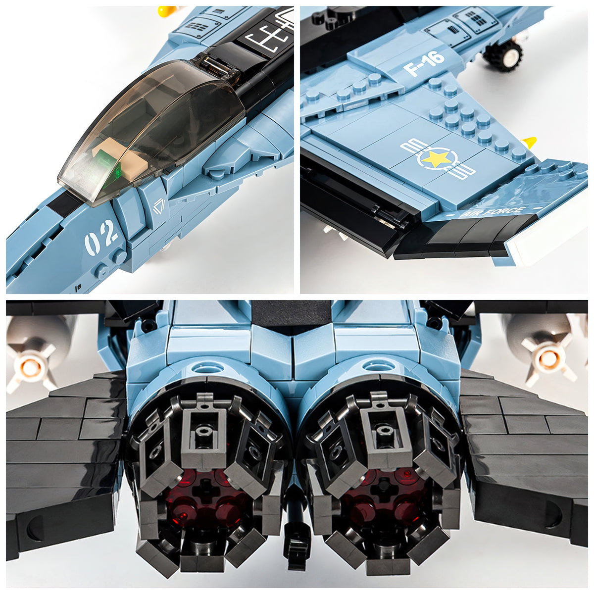 Blue F-16 Fighting Jet Building Block Set P7128