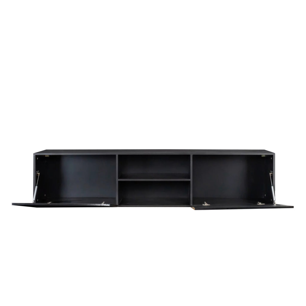 Wall Mounted Floating TV Stand with Shelf and Clamshell Doors B2797