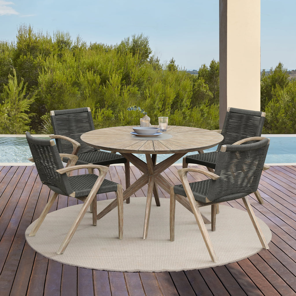 Eucalyptus Wood and Concrete Round Dining Table Z84328