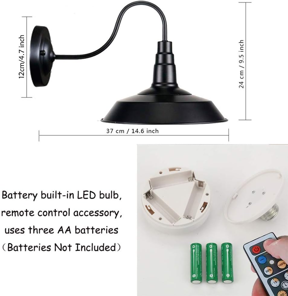 Black Battery Run Remote Control Wall Lamp N778