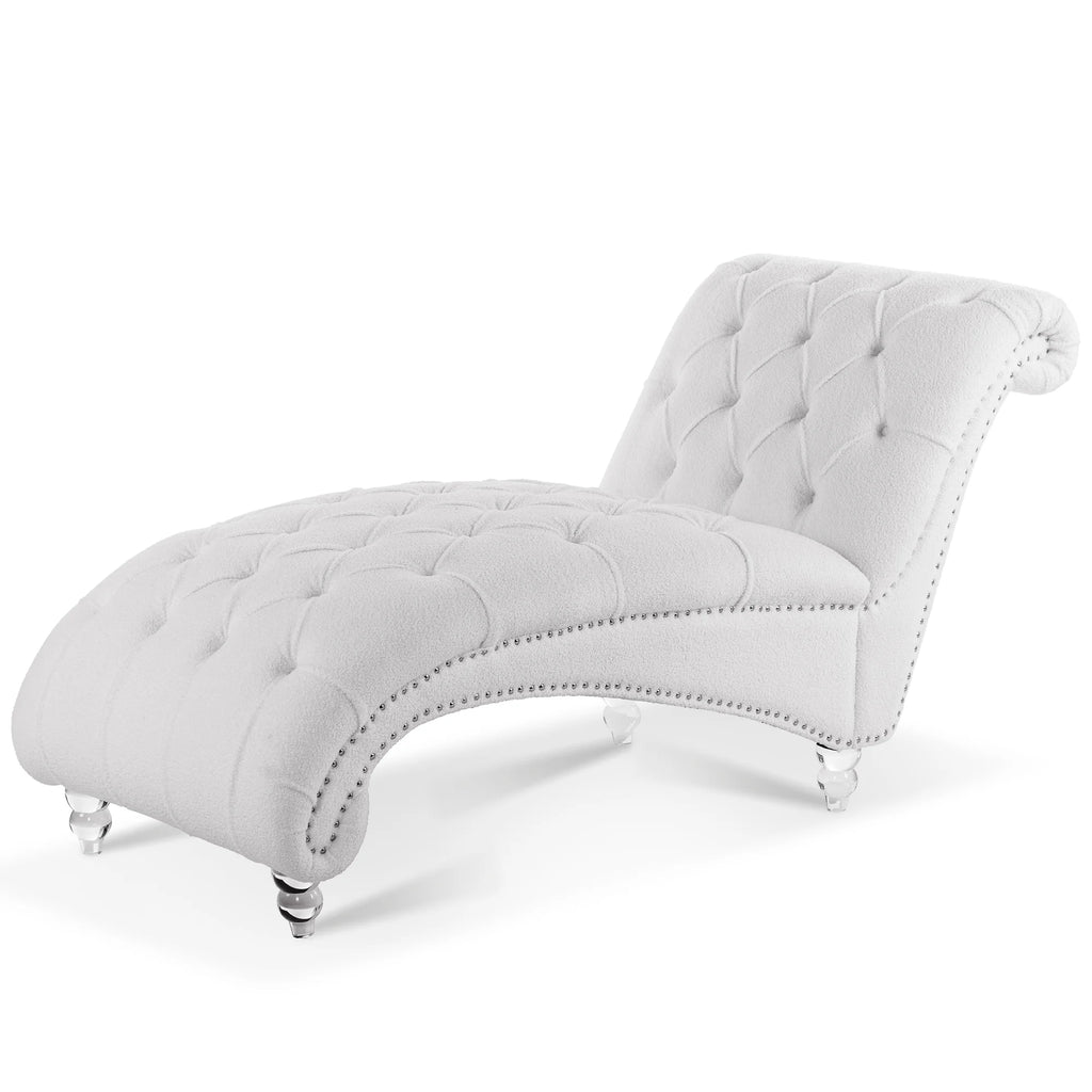 White Tufted Armless Chaise O713