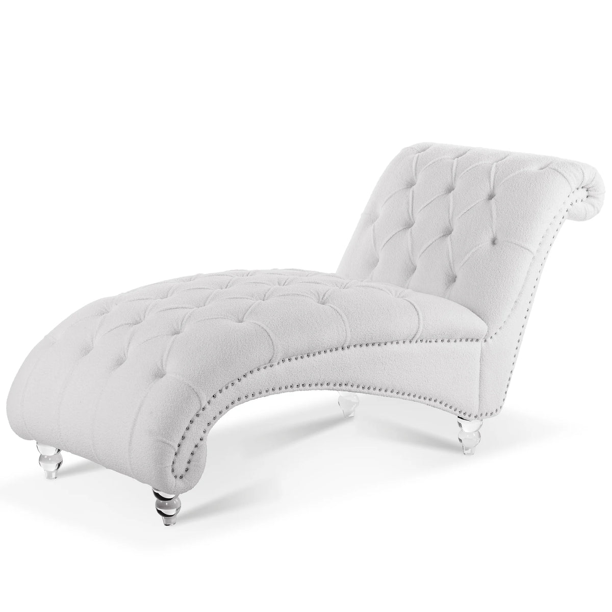 White Tufted Armless Chaise O713