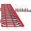 25-Piece Flex-Head Ratcheting Combination Wrench Set SAE with Screwdriver Set U609