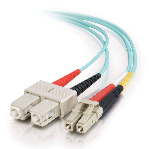 Aqua LC-SC Duplex Multimode Fiber Optic Cable N492