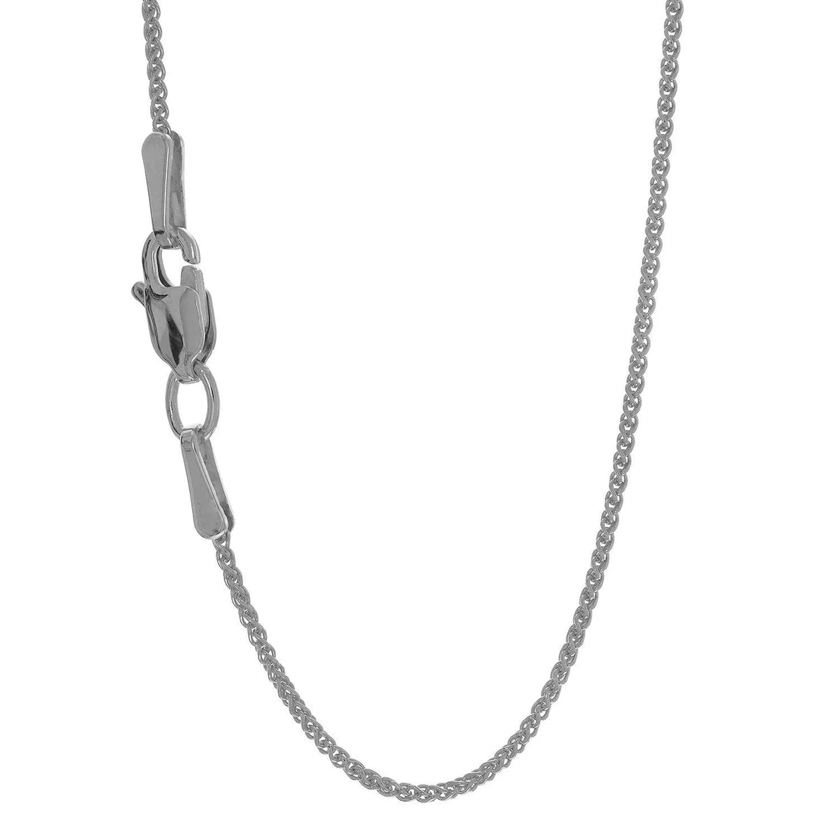 14k Solid White Gold Spiga Wheat Chain Necklace, 20 Inches Q228829